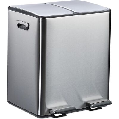 Relaxdays Mülleimer Küche 2x 15 Liter, Abfalleimer, Silber, Schwarz Relaxdays Mülleimer Küche 2x 15 Liter, Abfalleimer, Silber, Schwarz