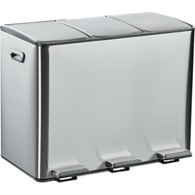 Relaxdays Mülleimer 3 x 15 Liter, Abfalleimer, Schwarz, Silber Relaxdays Mülleimer 3 x 15 Liter, Abfalleimer, Schwarz, Silber