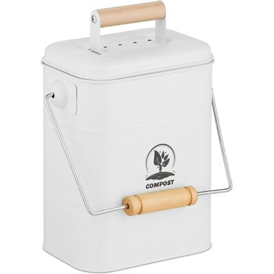 Relaxdays Küchen-Komposteimer, Abfalleimer, Weiss, Braun Relaxdays Küchen-Komposteimer, Abfalleimer, Weiss, Braun