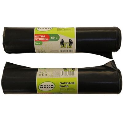 Okko GARBAGE BAGS 60L 5PCS 145MY, Abfallsack, Schwarz Okko GARBAGE BAGS 60L 5PCS 145MY, Abfallsack, Schwarz