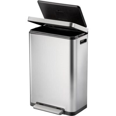 EKO Treteimer X-Cube Tretmülleimer rechteckig 30 L Edelstahl mit extra breitem Pedal, gedämpftem De, Abfalleimer, Silber EKO Treteimer X-Cube Tretmülleimer rechteckig 30 L Edelstahl mit extra breitem Pedal, gedämpftem De, Abfalleimer, Silber