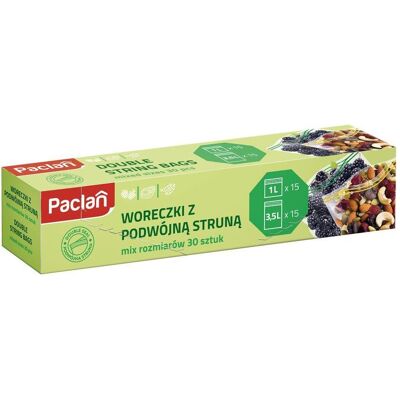 Paclan Zip-Beutel MIX 1L und 2,5L je 15 Stück., Abfallsack, Transparent Paclan Zip-Beutel MIX 1L und 2,5L je 15 Stück., Abfallsack, Transparent