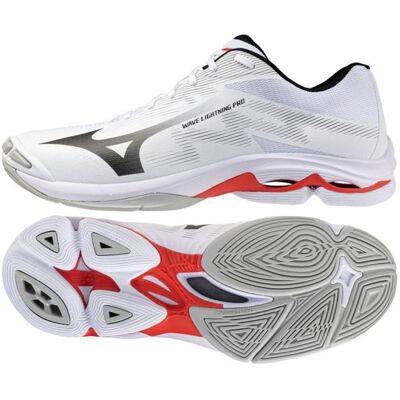 Mizuno, Herren, Hallenschuhe, Wave Lightning Pro (44.5), Weiss, Rot, Schwarz Mizuno, Herren, Hallenschuhe, Wave Lightning Pro (44.5), Weiss, Rot, Schwarz