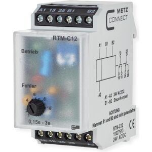 Metz RTM-C12 Zeitrelais - 2 Wechslerkontakte - 24V AC/DC - 0,15-3s Metz RTM-C12 Zeitrelais - 2 Wechslerkontakte - 24V AC/DC - 0,15-3s