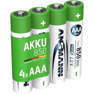 Ansmann NiMH Akku Micro AAA Typ 850 (min. 800 mAh) maxE (4 Stk., AAA, 800 mAh), Batterien + Akkus Ansmann NiMH Akku Micro AAA Typ 850 (min. 800 mAh) maxE (4 Stk., AAA, 800 mAh), Batterien + Akkus