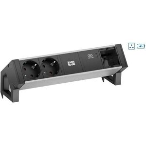 Bachmann, Steckdosenleiste, DESK2 ALU BLACK 2xUK 1xUSBC 60W 0,2m GST18 (2x, BS 1363) Bachmann, Steckdosenleiste, DESK2 ALU BLACK 2xUK 1xUSBC 60W 0,2m GST18 (2x, BS 1363)