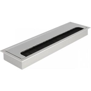 Delock, Kabelschutz + Kabelführung, Kabeldurchführung für Tischeinbau mit Bürste 280 x 80 x 28 mm silber (Kabeldurchlass, 28 cm) Delock, Kabelschutz + Kabelführung, Kabeldurchführung für Tischeinbau mit Bürste 280 x 80 x 28 mm silber (Kabeldurchlass, 28 cm)