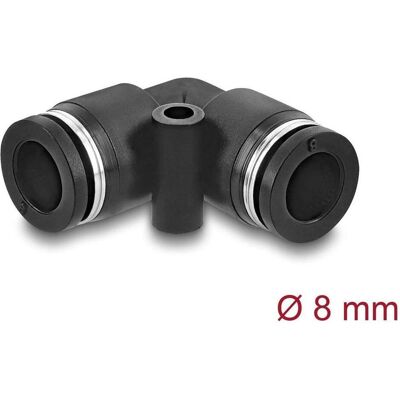 Delock Pneumatik Steckverbinder 8 mm mit Befestigungsloch 90, Elektronikkabel + Stecker, Schwarz Delock Pneumatik Steckverbinder 8 mm mit Befestigungsloch 90, Elektronikkabel + Stecker, Schwarz