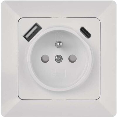 Emos, Steckdose, A6000.4 Zásuvka s USB A+USB C., bíl Emos, Steckdose, A6000.4 Zásuvka s USB A+USB C., bíl