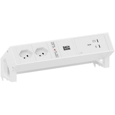 Bachmann, Steckdosenleiste, DESK2 white 2xCH 90° 1xUSB C/C 100W 0,2m RAL9010 (2x, Typ 13, USB-C) Bachmann, Steckdosenleiste, DESK2 white 2xCH 90° 1xUSB C/C 100W 0,2m RAL9010 (2x, Typ 13, USB-C)