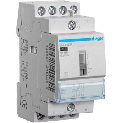 Hager HAG ERD418 Installationsrelais 16A, 2S+2Ã, 24V, Elektronikzubehör + Gehäuse Hager HAG ERD418 Installationsrelais 16A, 2S+2Ã, 24V, Elektronikzubehör + Gehäuse