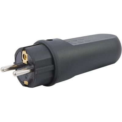 REV, Netzstecker + Netzkupplung, Schutzkontakt-Stecker spritzwassergeschützt IP44 Gummi schwarz Elektrischer Netzstecker REV, Netzstecker + Netzkupplung, Schutzkontakt-Stecker spritzwassergeschützt IP44 Gummi schwarz Elektrischer Netzstecker
