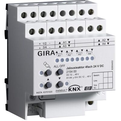 Gira, Aktor, Jal.aktor 4f DC 24 V Hand KNX REG 215400 (Rolladenaktor) Gira, Aktor, Jal.aktor 4f DC 24 V Hand KNX REG 215400 (Rolladenaktor)