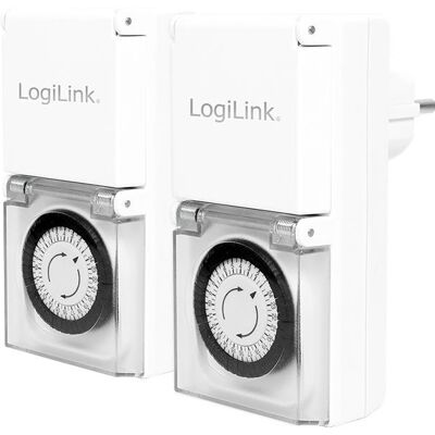 LogiLink, Zeitschaltuhr, Mechanische Zeitschaltuhr, 2er Set, IP44, weiss LogiLink, Zeitschaltuhr, Mechanische Zeitschaltuhr, 2er Set, IP44, weiss