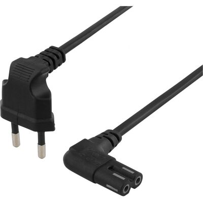 Deltaco ojordad apparatkabel 3m vinklad CEE 7/16 till IEC 60320 C7 Max 250V 2.5A (3 m), Stromkabel, Schwarz Deltaco ojordad apparatkabel 3m vinklad CEE 7/16 till IEC 60320 C7 Max 250V 2.5A (3 m), Stromkabel, Schwarz