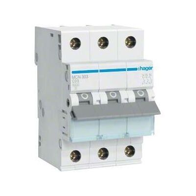 Hager, Schutzschalter, HAG MCN303 C3 Einbauautomat 3p Hager, Schutzschalter, HAG MCN303 C3 Einbauautomat 3p