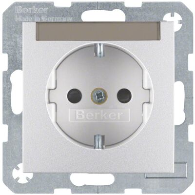 Berker, Steckdose, Steckdose SCHUKO, Beschriftungsfeld, erh. Berührungsschutz S.1/B.3/B.7 alu matt Berker, Steckdose, Steckdose SCHUKO, Beschriftungsfeld, erh. Berührungsschutz S.1/B.3/B.7 alu matt
