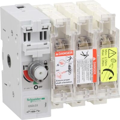 Schneider Electric Lasttrennschalter m. Sicherungen TeSys GS2LG3, Schalter + Taster Schneider Electric Lasttrennschalter m. Sicherungen TeSys GS2LG3, Schalter + Taster