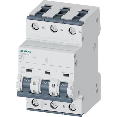 Siemens Schutzschalter, SIEM 5SY43255 Leitungsschutzschalter 10kA 3p A 25A 400V Siemens Schutzschalter, SIEM 5SY43255 Leitungsschutzschalter 10kA 3p A 25A 400V