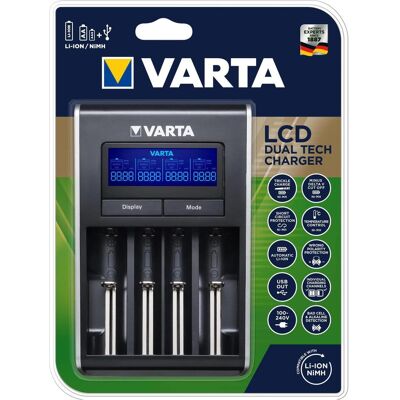 Varta LCD Dual Tech Charger (1 Stk., Ladegerät ohne Akku), Akku Ladegerät Varta LCD Dual Tech Charger (1 Stk., Ladegerät ohne Akku), Akku Ladegerät
