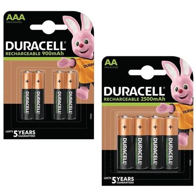 Duracell Rechargeable AA/AAA 4 Packs (4 Stk., AA, AAA), Batterien + Akkus Duracell Rechargeable AA/AAA 4 Packs (4 Stk., AA, AAA), Batterien + Akkus