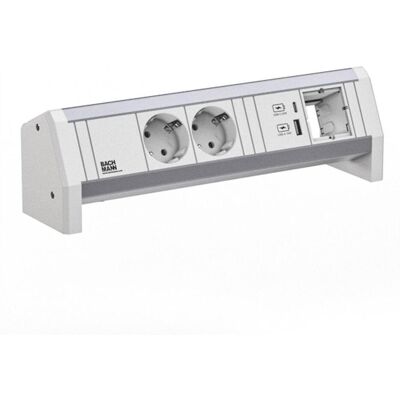Bachmann 902.0293 - 2x Schuko, 2x USB - Aluminium weiß - Steckdosenleiste Bachmann 902.0293 - 2x Schuko, 2x USB - Aluminium weiß - Steckdosenleiste