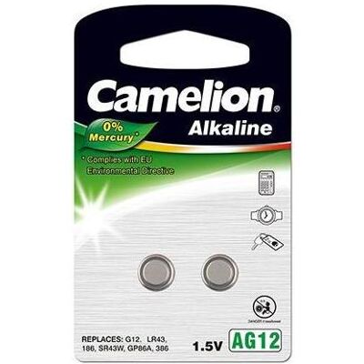 Camelion Alkaline Button celles 1.5V LR43/LR1142/386, 2-pack, "no mercury" (2 Stk., AG12, LR43, 108 mAh), Batterien + Akkus Camelion Alkaline Button celles 1.5V LR43/LR1142/386, 2-pack, "no mercury" (2 Stk., AG12, LR43, 108 mAh), Batterien + Akkus