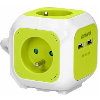 Orno, Verlängerungskabel, 4-fach Würfelverlängerung (Schuko) mit 2xUSB-Ladegerät 1,4 m grün (1.40 m, CEE 7/3, USB-A) Orno, Verlängerungskabel, 4-fach Würfelverlängerung (Schuko) mit 2xUSB-Ladegerät 1,4 m grün (1.40 m, CEE 7/3, USB-A)