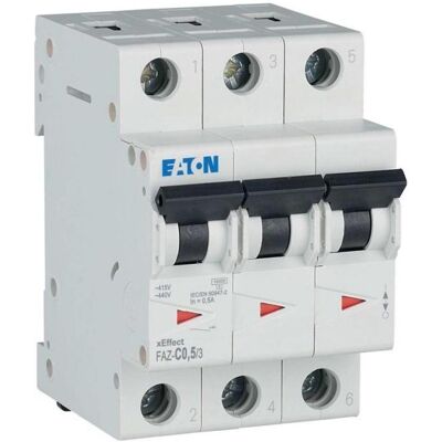Eaton FAZ-C0,5/3 - Leitungsschutzschalter 3p 0,5A Typ C - DIN-Schiene Eaton FAZ-C0,5/3 - Leitungsschutzschalter 3p 0,5A Typ C - DIN-Schiene