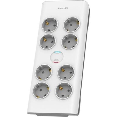 Philips Steckdosenleiste, Surge protector SPN7080WA/58, 8 outlets, power cord, 900 joules of surge protection (8x, CEE 7/3, 2 m) Philips Steckdosenleiste, Surge protector SPN7080WA/58, 8 outlets, power cord, 900 joules of surge protection (8x, CEE 7/3, 2 m)