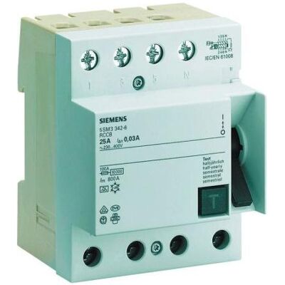 Siemens Schutzschalter, FI-Schutzschalter 4-polig 25A/30mA Siemens Schutzschalter, FI-Schutzschalter 4-polig 25A/30mA