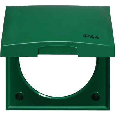Berker, Zubehör Schalterprogramm, Rahmen mit Klappdeckel und Aufdruck "IP44", Integro Flow, grün glänzend Berker, Zubehör Schalterprogramm, Rahmen mit Klappdeckel und Aufdruck "IP44", Integro Flow, grün glänzend