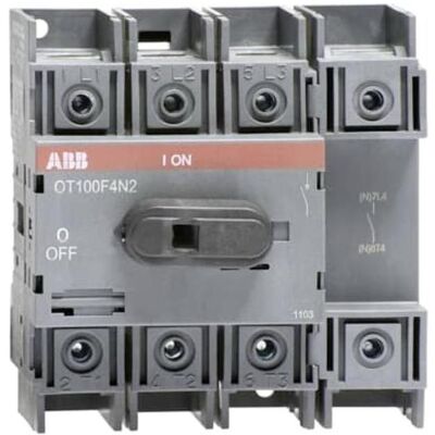 ABB Trennschalter 4P 100A IP 20 37kW 750V ac 3-pha, Schalter + Taster, Schwarz ABB Trennschalter 4P 100A IP 20 37kW 750V ac 3-pha, Schalter + Taster, Schwarz