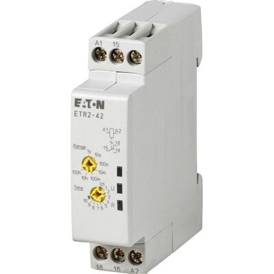Eaton ETR2-42 Elektronisches Zeitrelais - 0,05s-100h, Blink, 1 Wechsler Eaton ETR2-42 Elektronisches Zeitrelais - 0,05s-100h, Blink, 1 Wechsler
