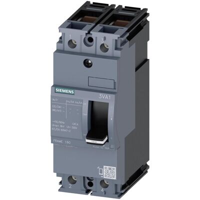 Siemens 3VA1 IEC Rahmen 160 Leistungsschalter - 2-polig, 55kA Siemens 3VA1 IEC Rahmen 160 Leistungsschalter - 2-polig, 55kA