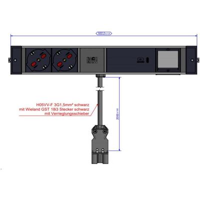 Bachmann, Steckdosenleiste, DESK RAIL 2xP40 1xUSB C 941.33060W 1xCM 2.0m GST18 (2x, Typ 23, USB-C, 2 m) Bachmann, Steckdosenleiste, DESK RAIL 2xP40 1xUSB C 941.33060W 1xCM 2.0m GST18 (2x, Typ 23, USB-C, 2 m)