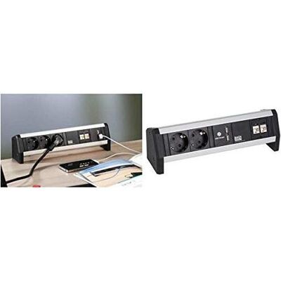 Bachmann Facility System Desk - Steckdosenleiste, USB, Ethernet, Schwarz & Silber Bachmann Facility System Desk - Steckdosenleiste, USB, Ethernet, Schwarz & Silber