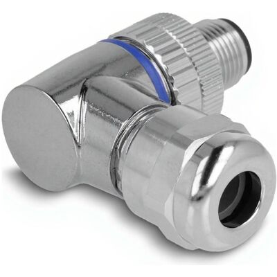 Delock M12 Steckverbinder A-kodiert 4 Pin Stecker zur Montage mit Schraubanschluss 90° gewinkelt Met, Elektronikkabel + Stecker, Silber, Schwarz Delock M12 Steckverbinder A-kodiert 4 Pin Stecker zur Montage mit Schraubanschluss 90° gewinkelt Met, Elektronikkabel + Stecker, Silber, Schwarz