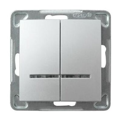 Ospel ŁP-2YS/m/18, Schalter + Taster, Silber Ospel ŁP-2YS/m/18, Schalter + Taster, Silber