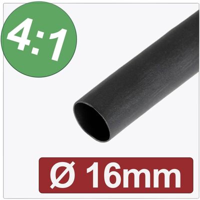 Quadrios, Schrumpfschlauch, 24CA300 Schrumpfschlauch mit Kleber Schwarz 16 mm 4 mm Schrumpfrate:4:1 Quadrios, Schrumpfschlauch, 24CA300 Schrumpfschlauch mit Kleber Schwarz 16 mm 4 mm Schrumpfrate:4:1