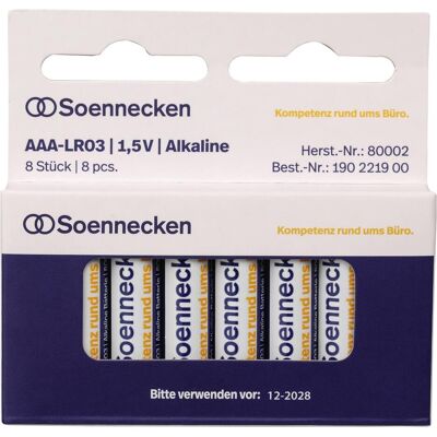 Soennecken Batterie 80002 Micro AAA LR03 1.5 V 8 St./Pack - Batterie - Micro (AAA) (8 Stk., AAA), Batterien + Akkus Soennecken Batterie 80002 Micro AAA LR03 1.5 V 8 St./Pack - Batterie - Micro (AAA) (8 Stk., AAA), Batterien + Akkus