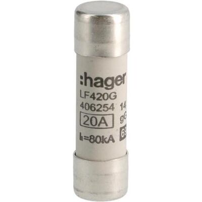 Hager, Sicherung, HAG LF420G Sicherungseinsatz 14x51mm gG 20A (20 A) Hager, Sicherung, HAG LF420G Sicherungseinsatz 14x51mm gG 20A (20 A)