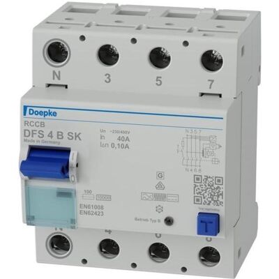 Doepke DFS4 040-4/0,10-B SK - Fehlerstromschutzschalter - 4-polig, 40A Doepke DFS4 040-4/0,10-B SK - Fehlerstromschutzschalter - 4-polig, 40A