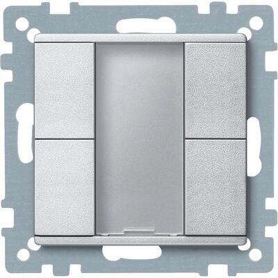 Merten, Zubehör Schalterprogramm, Taster 2fach plus, aluminium, System M 627660 Merten, Zubehör Schalterprogramm, Taster 2fach plus, aluminium, System M 627660