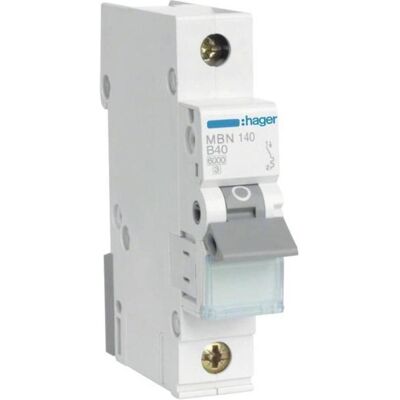 Hager MBN140 1-poliger Leitungsschutzschalter - IP20 40A 50/60Hz Hager MBN140 1-poliger Leitungsschutzschalter - IP20 40A 50/60Hz