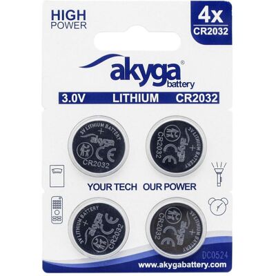 Akyga Knopfzelle CR 2032 3 V 4 St. 210 mAh Li-MnO2 CR2032 (4 Stk., CR2032, 210 mAh), Batterien + Akkus Akyga Knopfzelle CR 2032 3 V 4 St. 210 mAh Li-MnO2 CR2032 (4 Stk., CR2032, 210 mAh), Batterien + Akkus