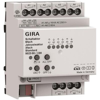 Gira 502300 KNX Schalt- und Jalousieaktor - 6 Kanal Gira 502300 KNX Schalt- und Jalousieaktor - 6 Kanal
