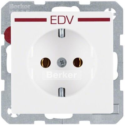 Berker, Steckdose, Steckdose SCHUKO mit Aufdruck Q.1/Q.3 polarweiss, samt Berker, Steckdose, Steckdose SCHUKO mit Aufdruck Q.1/Q.3 polarweiss, samt