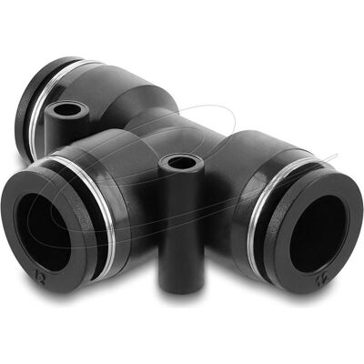 Delock Pneumatik Steckverbinder 12 mm mit zwei Befestigungsl, Elektronikkabel + Stecker, Schwarz Delock Pneumatik Steckverbinder 12 mm mit zwei Befestigungsl, Elektronikkabel + Stecker, Schwarz