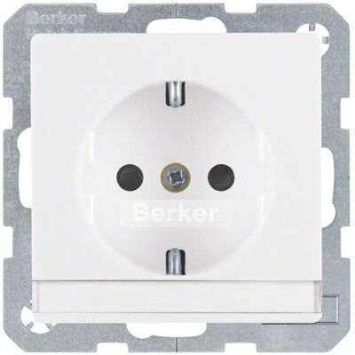 Berker, Steckdose, Steckdose SCHUKO mit Beschriftungsfeld u. erh.BS Q.1/Q.3 polarweiss, samt Berker, Steckdose, Steckdose SCHUKO mit Beschriftungsfeld u. erh.BS Q.1/Q.3 polarweiss, samt